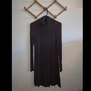 Dark brown flowy mock neck dress